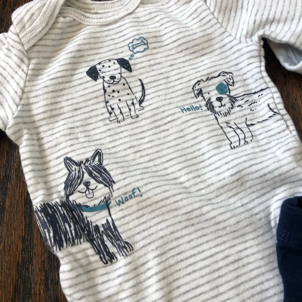 *Bundle x4* Carter’s Boys 3M Blue/Gray/White Dogs “My Best Friend Has Paws” Set - Picture 2 of 12
